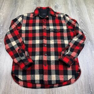 J. Crew Mens Red Black Buffalo Check Wool Nylon Classic Button Up Shirt Size S